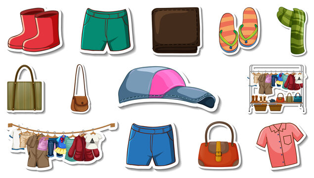 Sticker set of clothes and accessories