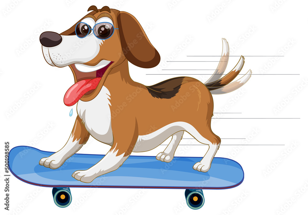 Wall mural a beagle dog on skateboard