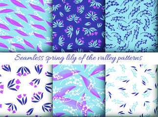 Lily of the Valley. Bud of Convallaria Majalis. Romantic Floral Fabric. Lily of the Valley Seamless Textile Print. Fresh Petal Ornament. Flower Texture. Summer Lily of the Valley.