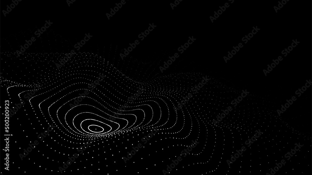 Poster 3d digital circular dynamic wave. technology smart wave. seamless flow digital structure. cyber tech