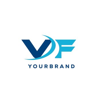 Letter VF logo combined with swoosh curved line