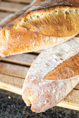 baguette french bread fresh meal food snack on the table copy space food background rustic top view