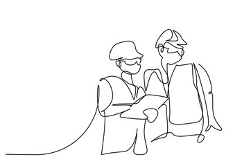 female and male engineer in full safety work clothes checking their projects