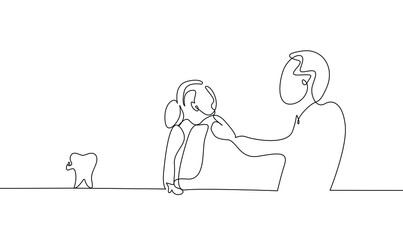 a dentist doctor is checking a child's teeth