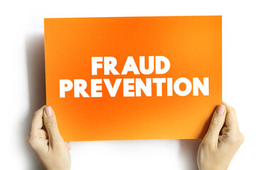Fototapeta na wymiar Fraud prevention text quote on card, concept background