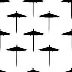 Seamless pattern of cocktails accessory umbrella on toothpick vector illustration on white background © Alfmaler
