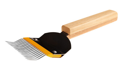 Uncapping fork isolated on white. Beekeeping tool