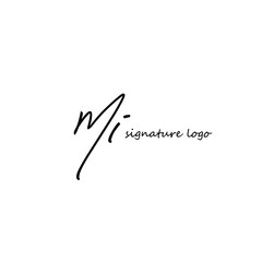 M i Mi initial letter handwriting and signature logo