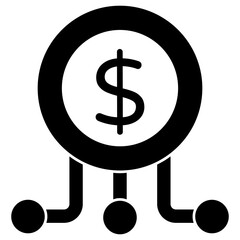 An editable design icon of dollar network