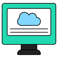 A unique design icon of cloud computer