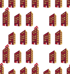 Simple seamless pattern with modern houses for textile, wallpapers, gift wrap and scrapbook. Vector.