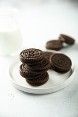 Traditional chocolate cookies with cream filling