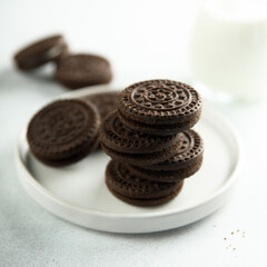 Traditional chocolate cookies with cream filling