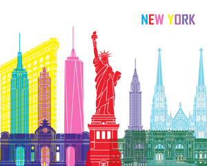 Fototapeta premium New york skyline in watercolor-poster