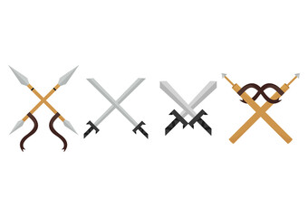 sword, spear and katana illustration on a white background