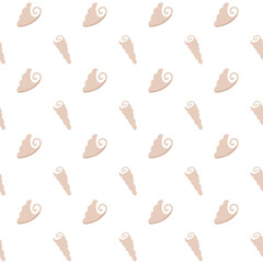 Seamless pattern with hand drawn cute doodle sea shells. Grey elements.