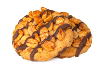 Cookies perfect with nuts and chocolate isolated on the white background