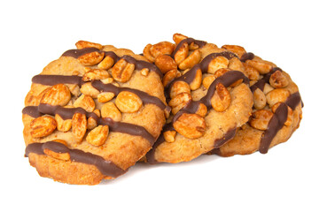 Cookies perfect with nuts and chocolate isolated on the white background