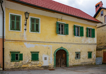 Old histirical house in the center of Radovljica town, Slovenia