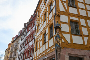 Fototapeta premium Fachwerk building delails in old europe town of Nurnberg