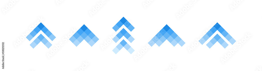 Poster super set different pixel arrows mark. colorful arrows pointers collections. flat style vector illus