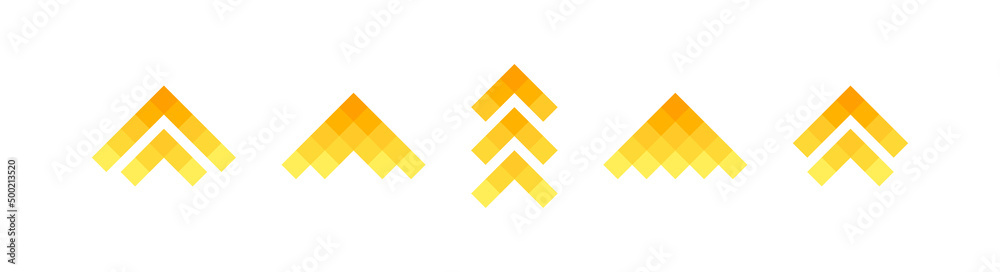 Poster super set different pixel arrows mark. colorful arrows pointers collections. flat style vector illus