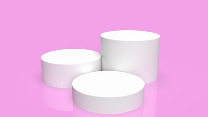 The white podium on pink background for present or advertising concept 3d rendering