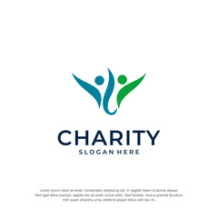 charity logo with the concept of two people premium vector