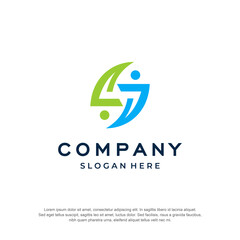 two person logo coordination premium vector