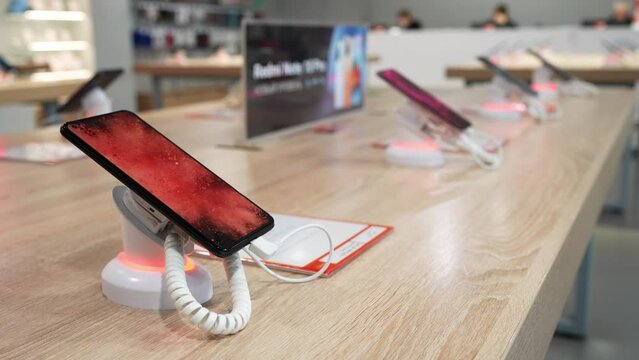 Smartphones is sold at mobile phones store.