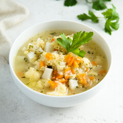 Homemade vegetable soup with millet