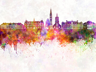 Odense skyline in watercolor background