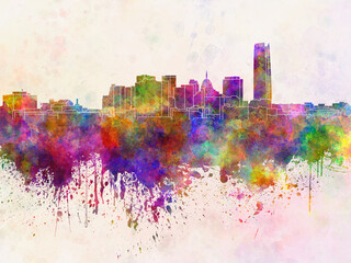 Obraz premium Oklahoma skyline in watercolor