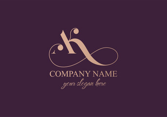 Fototapeta premium AK letter monogram. Elegant luxury logo. Calligraphic style. Corporate identity and personal logo. Vector design. Luxurious linear creative monogram.