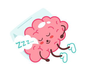 Sleeping cartoon brain. Vector illustration