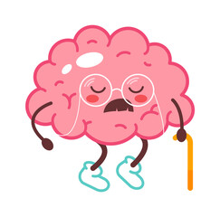 Cartoon old brain. Vector illustration