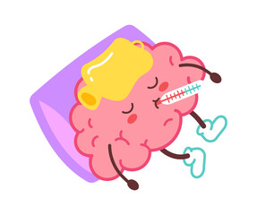 Cartoon diseased brain. Vector illustration