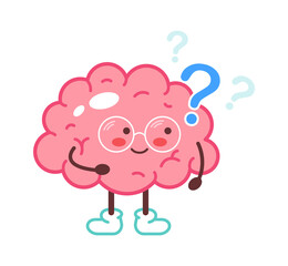 Cartoon curious brain. Vector illustration