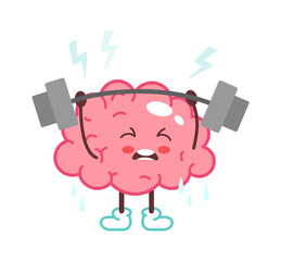 Cartoon brain in the gym. Vector illustration