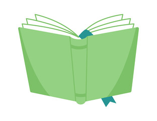 Opened book with bookmark. Education icon. Vector illustration