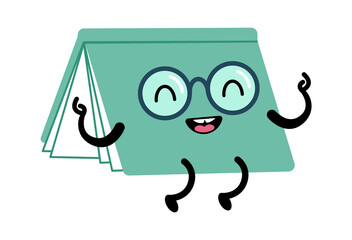 Happy cartoon book. Education icon. Vector illustration