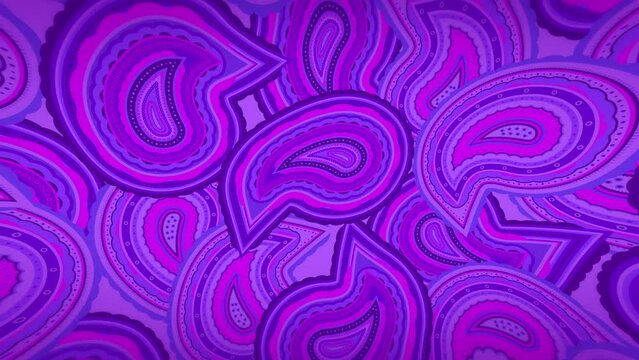 ペイズリー柄のアニメーション　ループ　紫