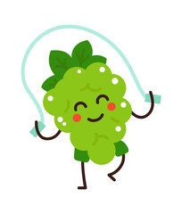 Cartoon Grape exercising. Vector illustration