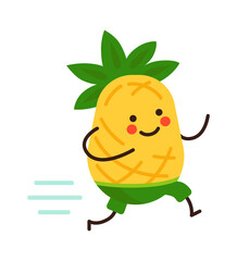 Running cartoon pineapple. Vector illustration