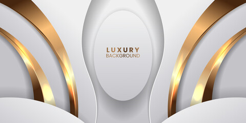 3d abstract luxury elegant white background for award presentation with golden accents