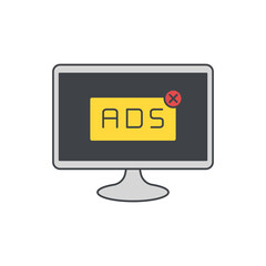 Computer displaying ads icon in color icon, isolated on white background 