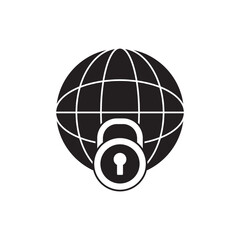 Internet protection icon in black flat glyph, filled style isolated on white background