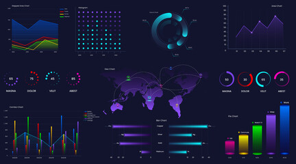 Ultimate infographic chart elements set with colorful chart design