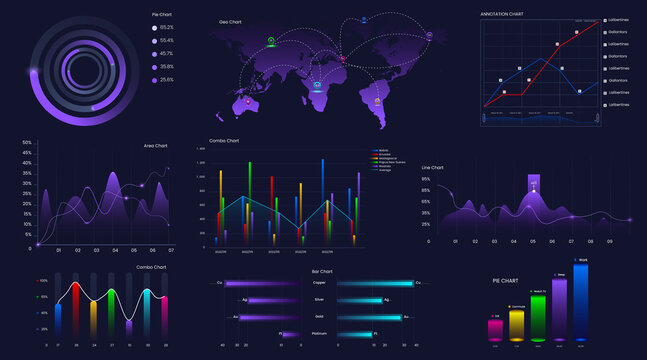 Ultimate infographic chart elements set with colorful chart design