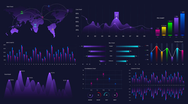Ultimate infographic chart elements set with colorful chart design
